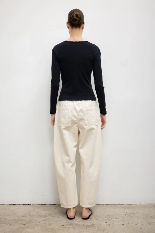 Pointelle Long Sleeve Henley - Black - Image 7