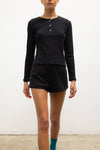 Pointelle Long Sleeve Henley