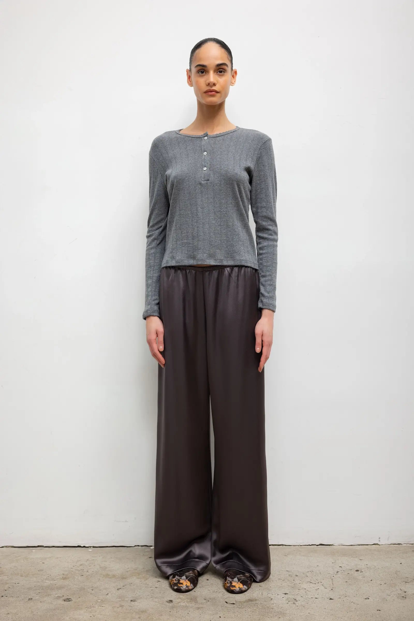 Pointelle Long Sleeve Henley