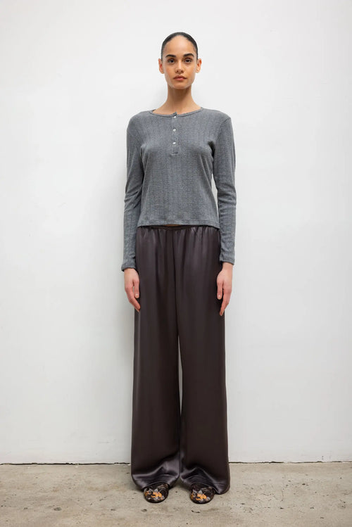 Pre-Order: Pointelle Long Sleeve Henley - Granite - Image 3