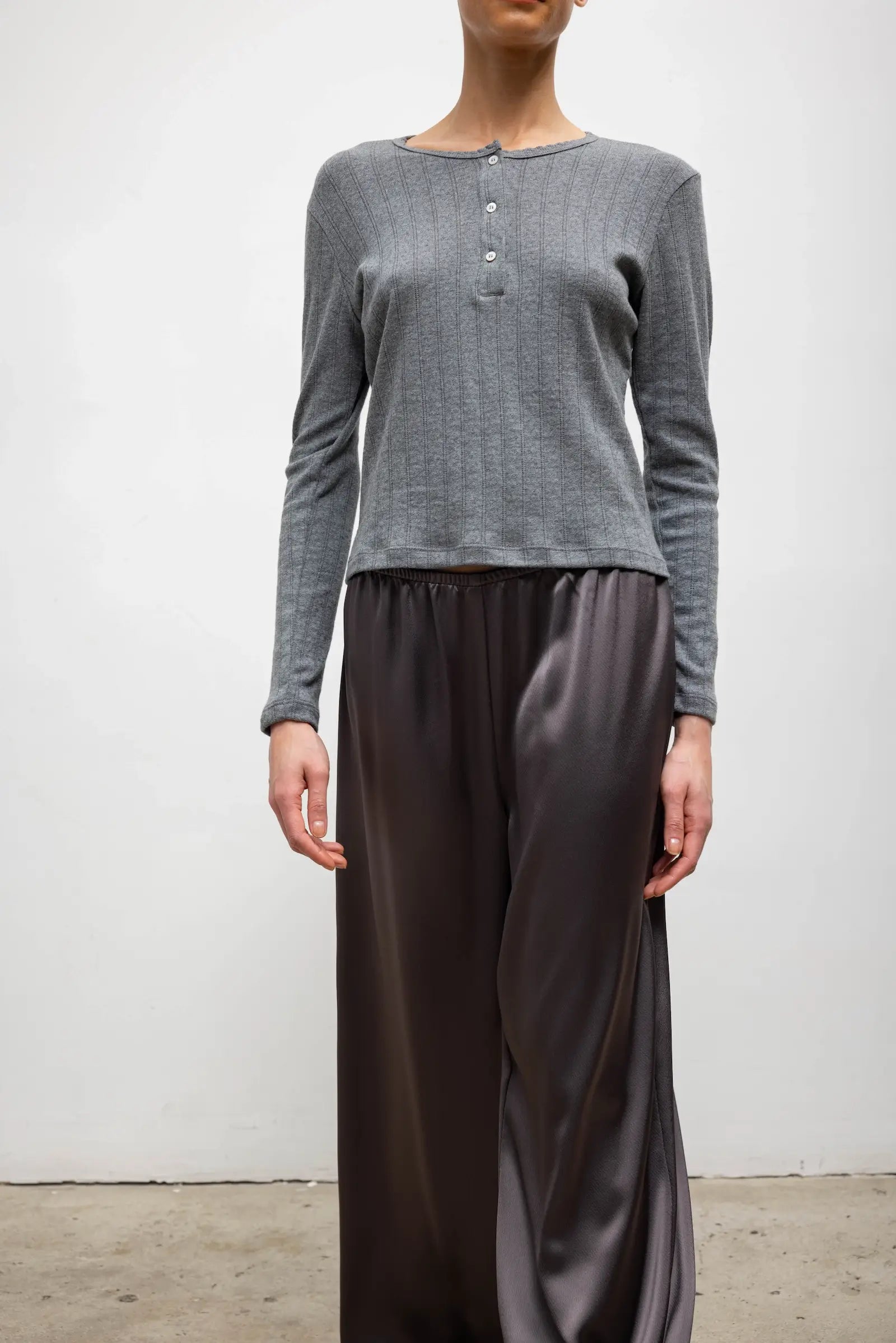 Pointelle Long Sleeve Henley