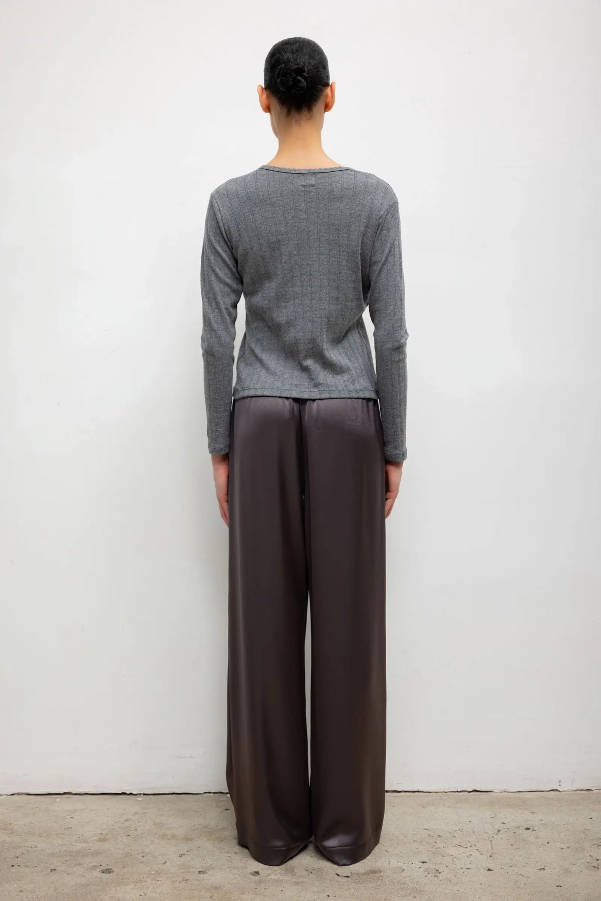 Pre-Order: Pointelle Long Sleeve Henley - Granite - Image 6
