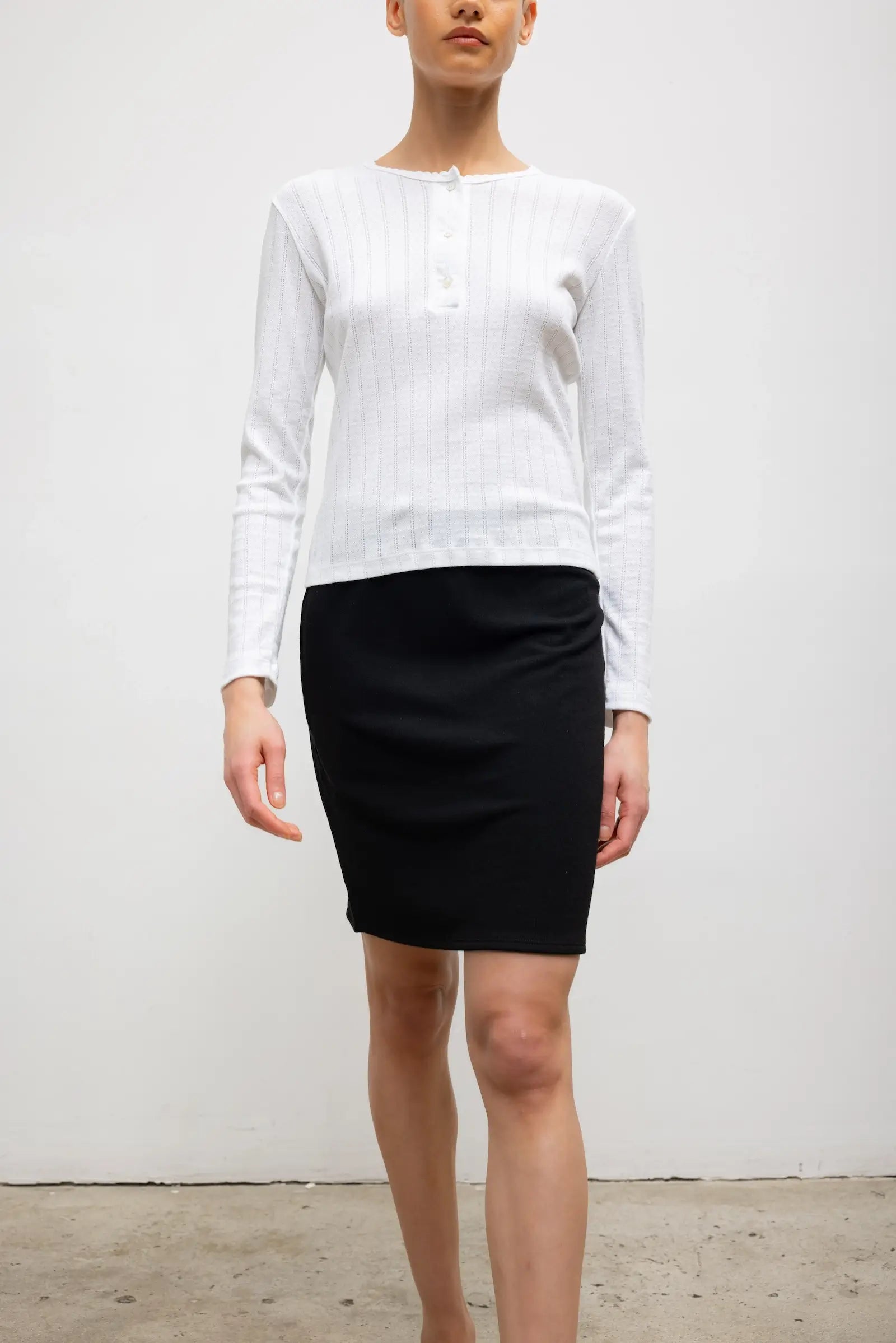 Pointelle Long Sleeve Henley