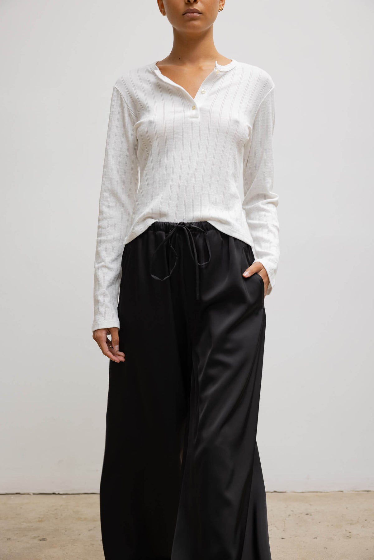 Pointelle Long Sleeve Henley
