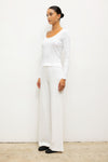 Pointelle Long Sleeve Scoop Neck