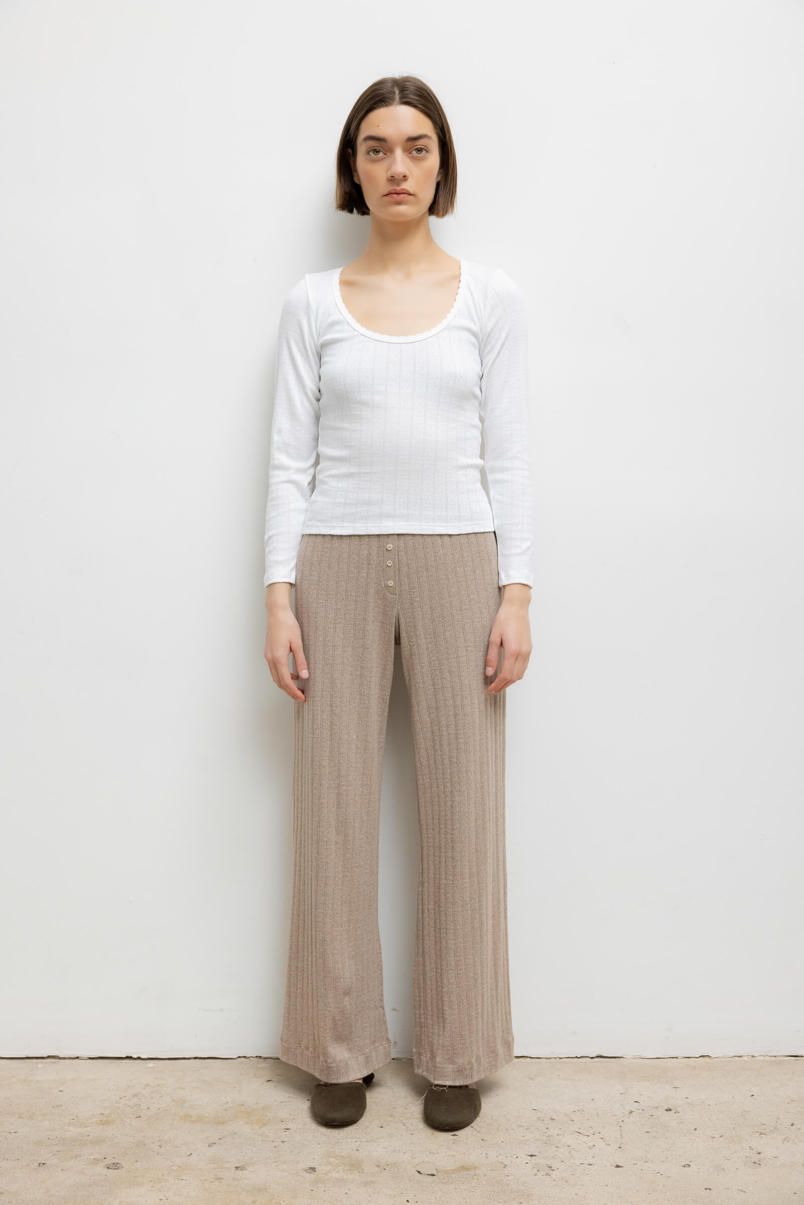 Pointelle Long Sleeve Scoop Neck-2