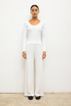 Pointelle Long Sleeve Scoop Neck