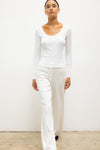 Pointelle Long Sleeve Scoop Neck