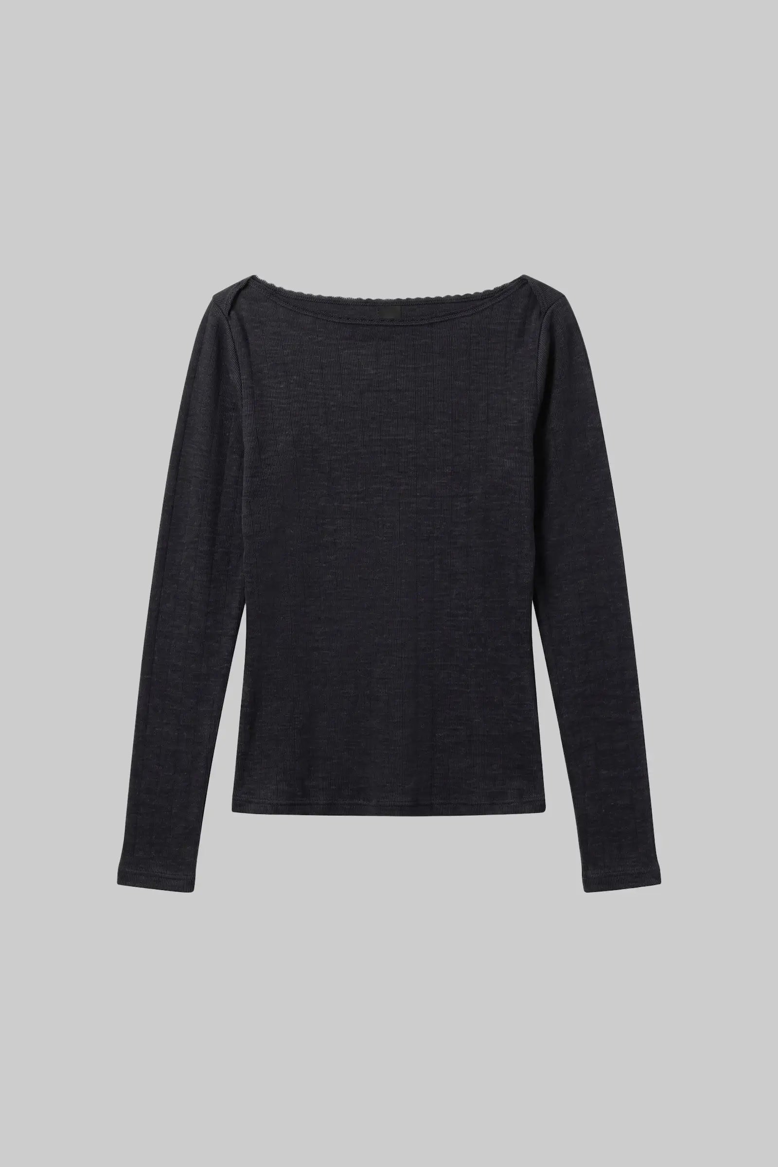 Pointelle Long Sleeve Bateau Top-2