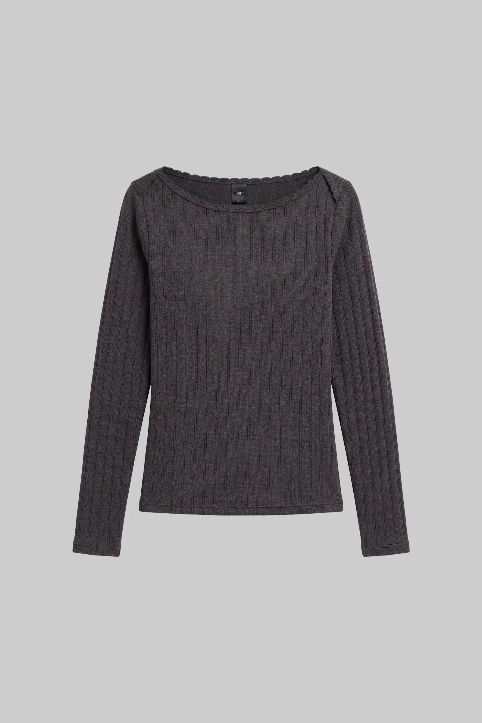 Pointelle Long Sleeve Bateau Top-2