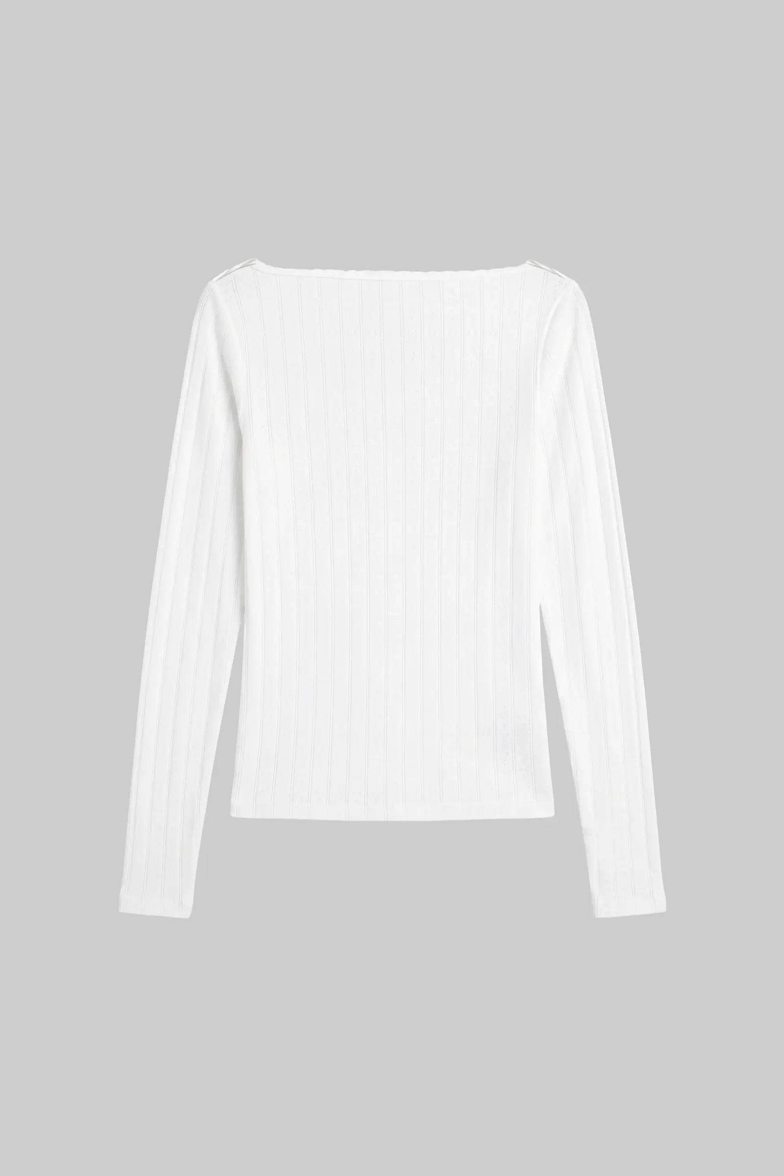 Pointelle Long Sleeve Bateau Top-2