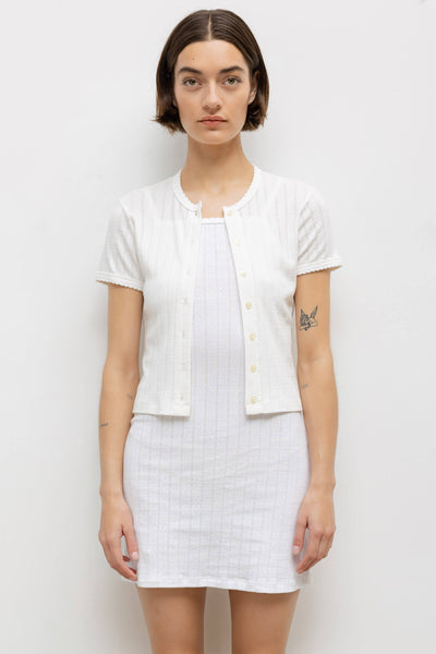 【NILLRING】Snap point Short-sleeved cardigan WHITE SHORT SLEEVE KNIT CARDIGAN - Ecru | ZARA Canada