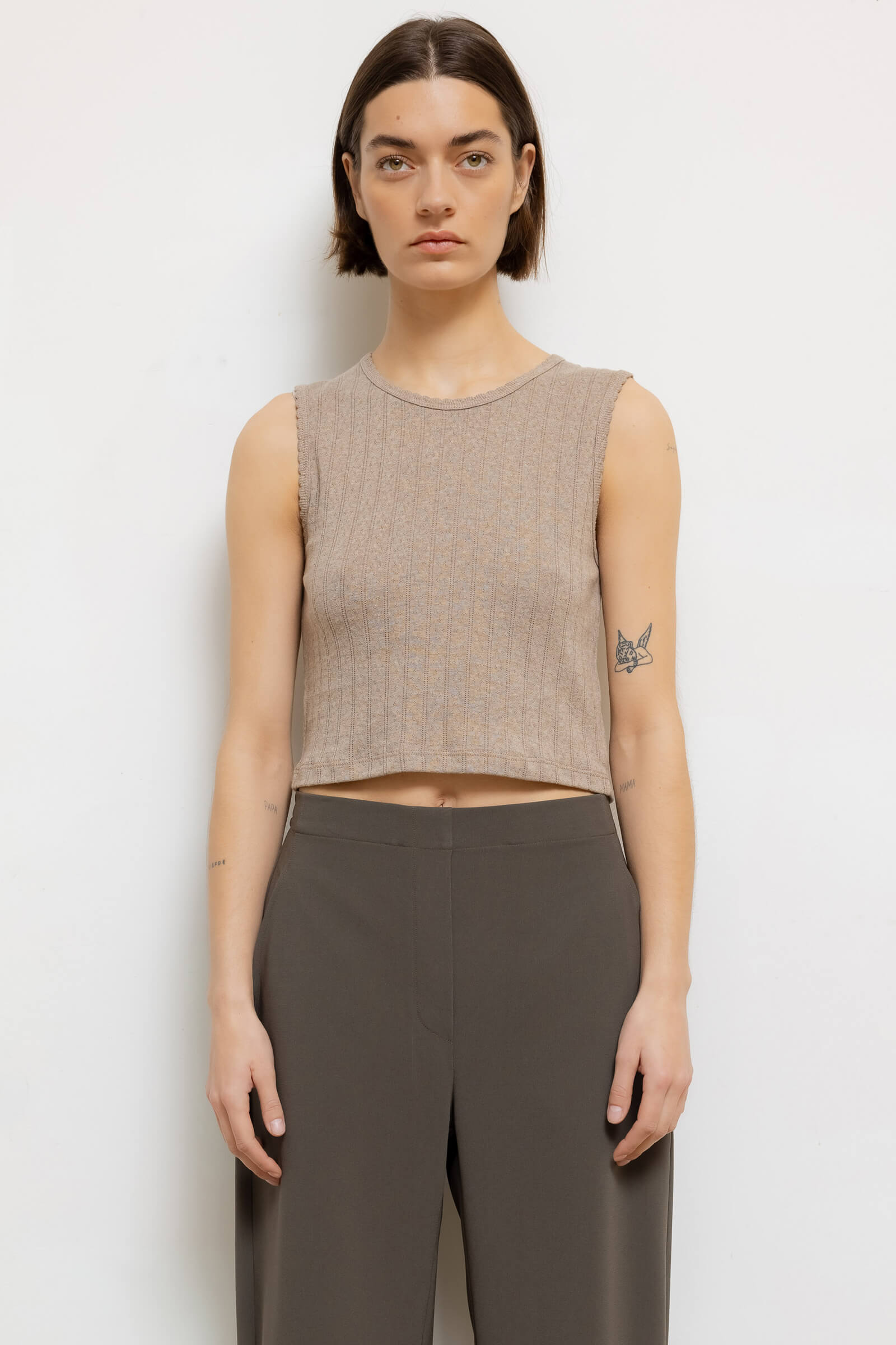 Pointelle Sleeveless Crew