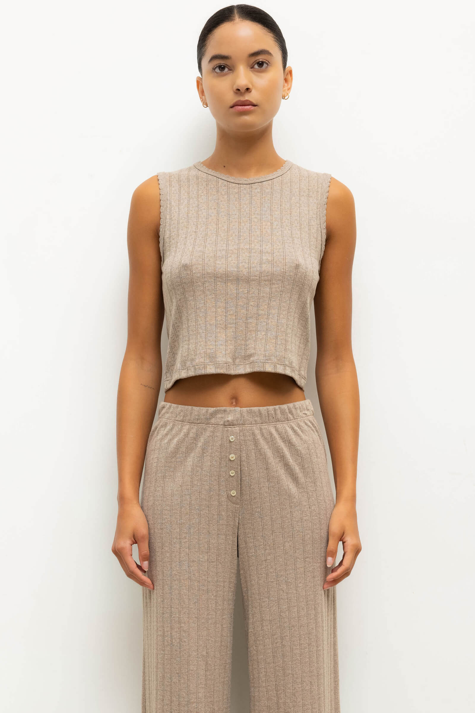 Pointelle Sleeveless Crew