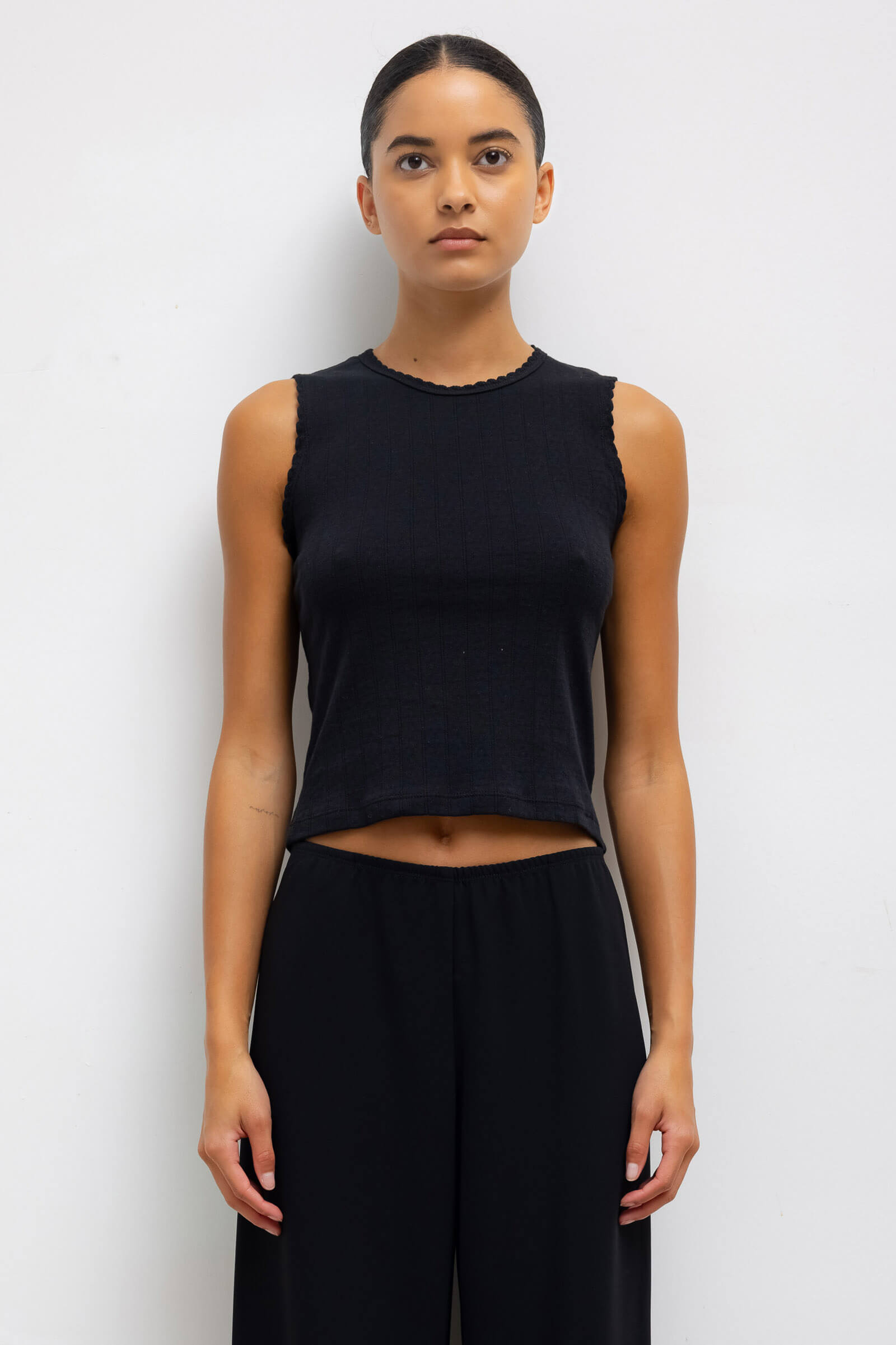 Pointelle Sleeveless Crew