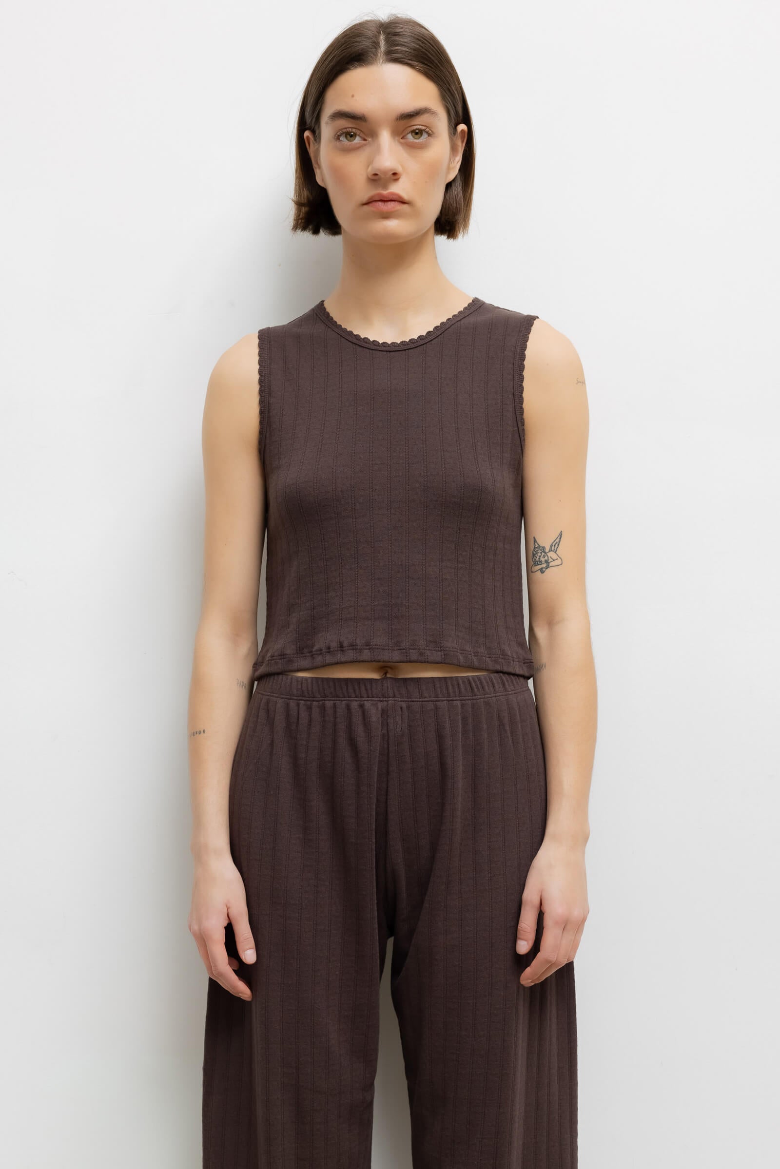 Pointelle Sleeveless Crew