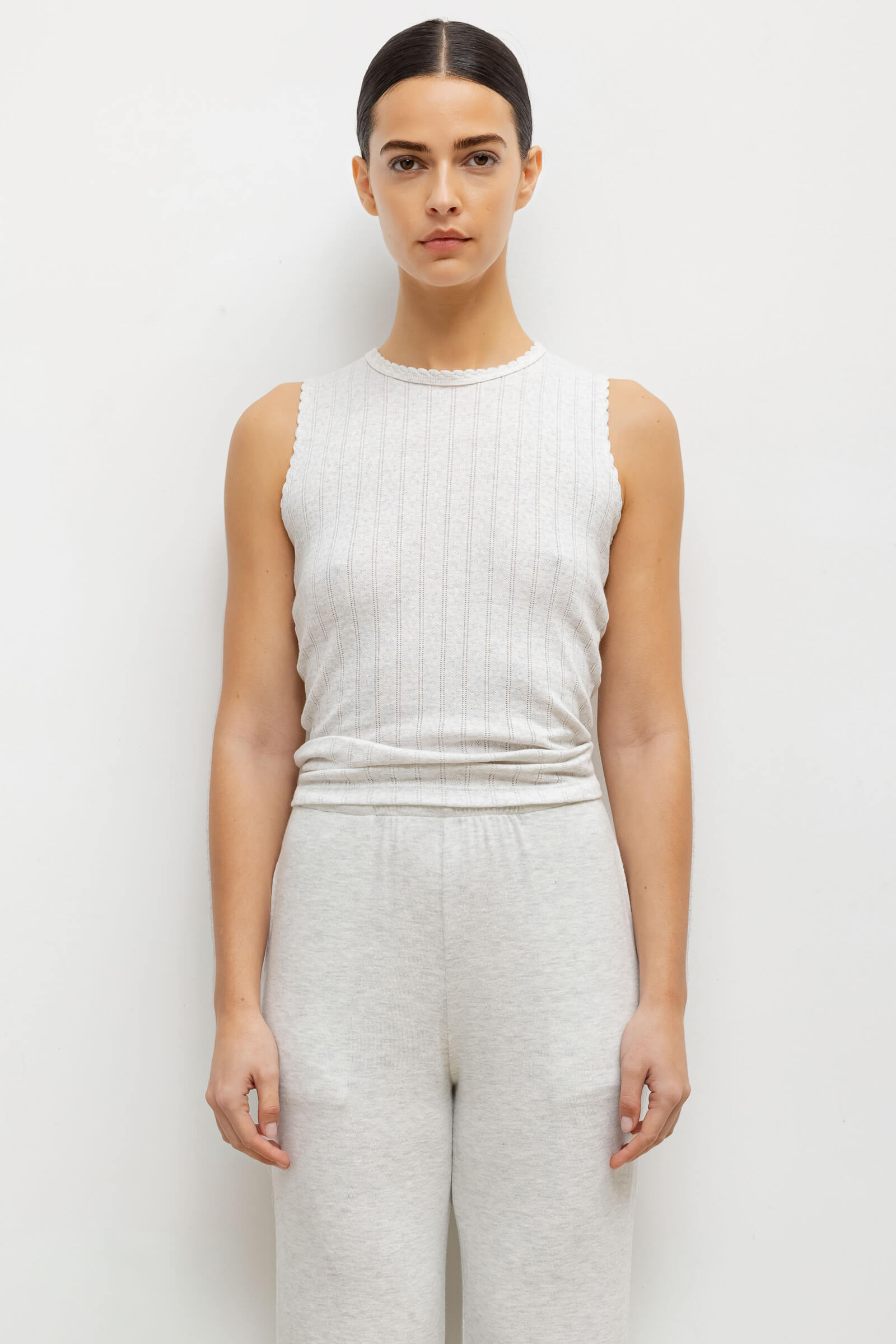 Pointelle Sleeveless Crew