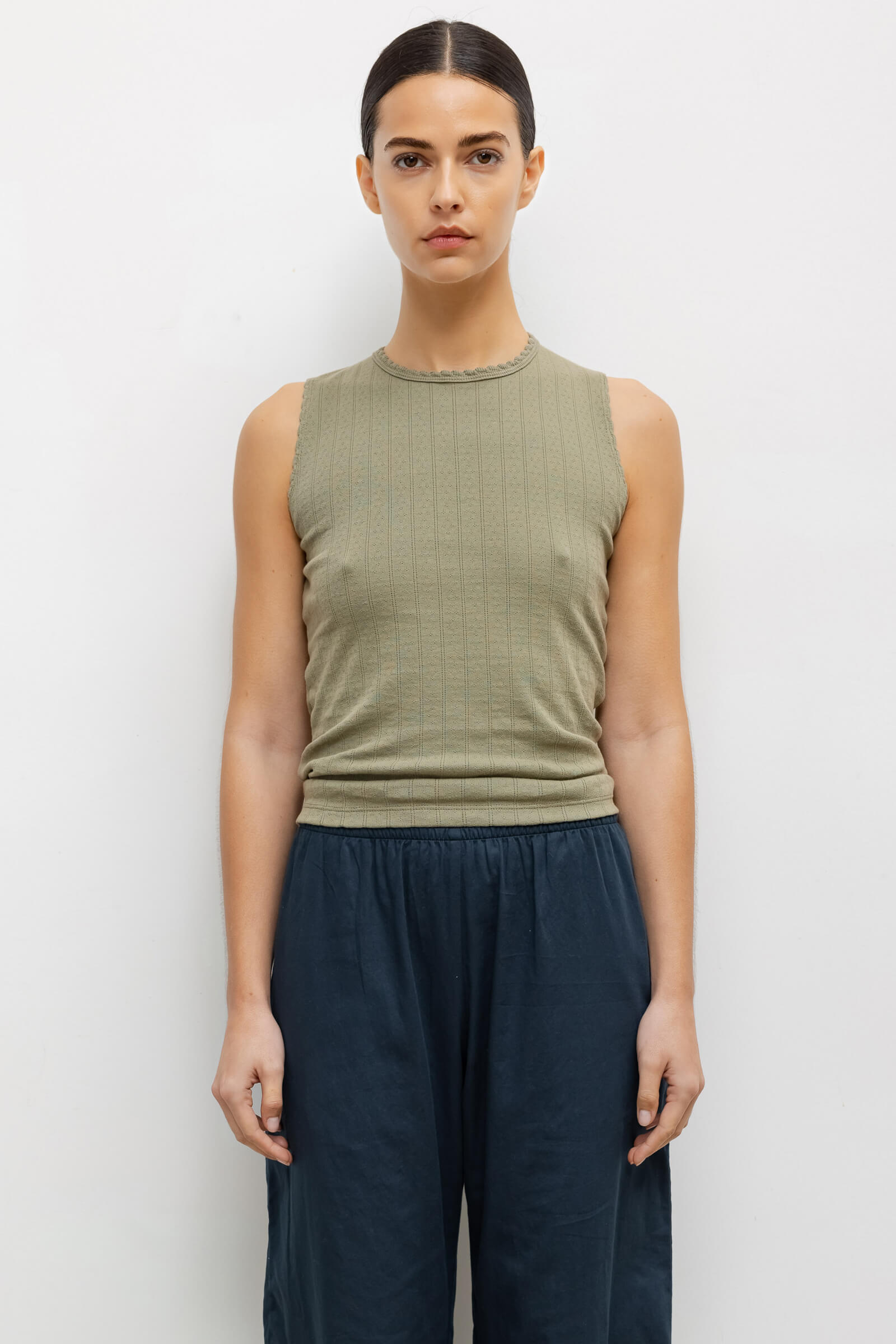 Pointelle Sleeveless Crew