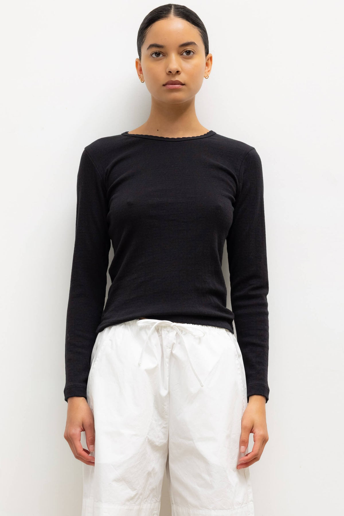 Pointelle Slim Fit Long Sleeve