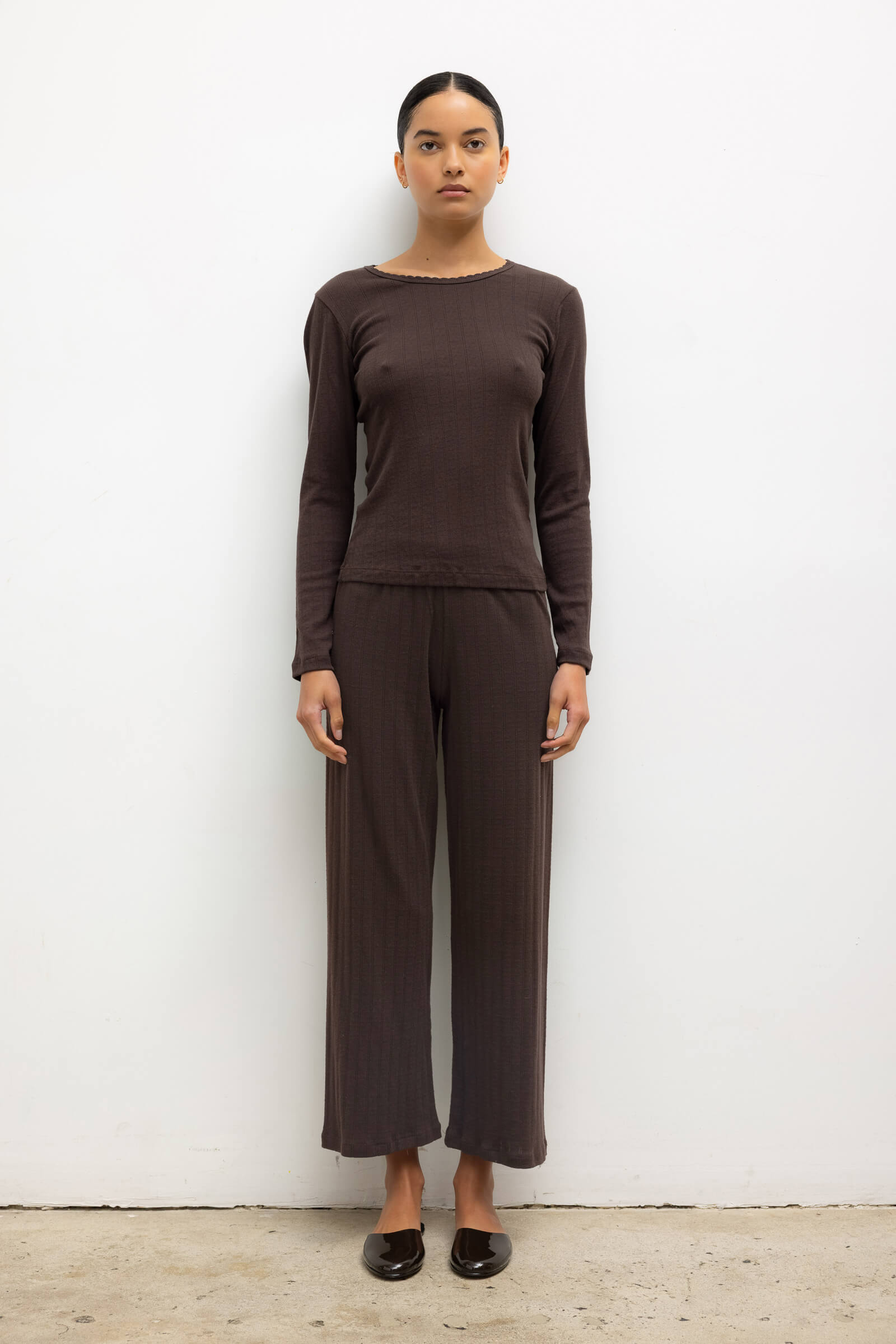 Pointelle Crop Wide Leg Pant