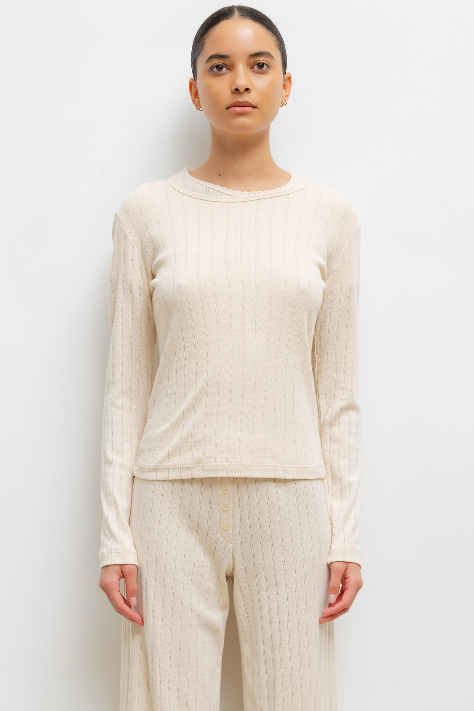 Pointelle Slim Fit Long Sleeve