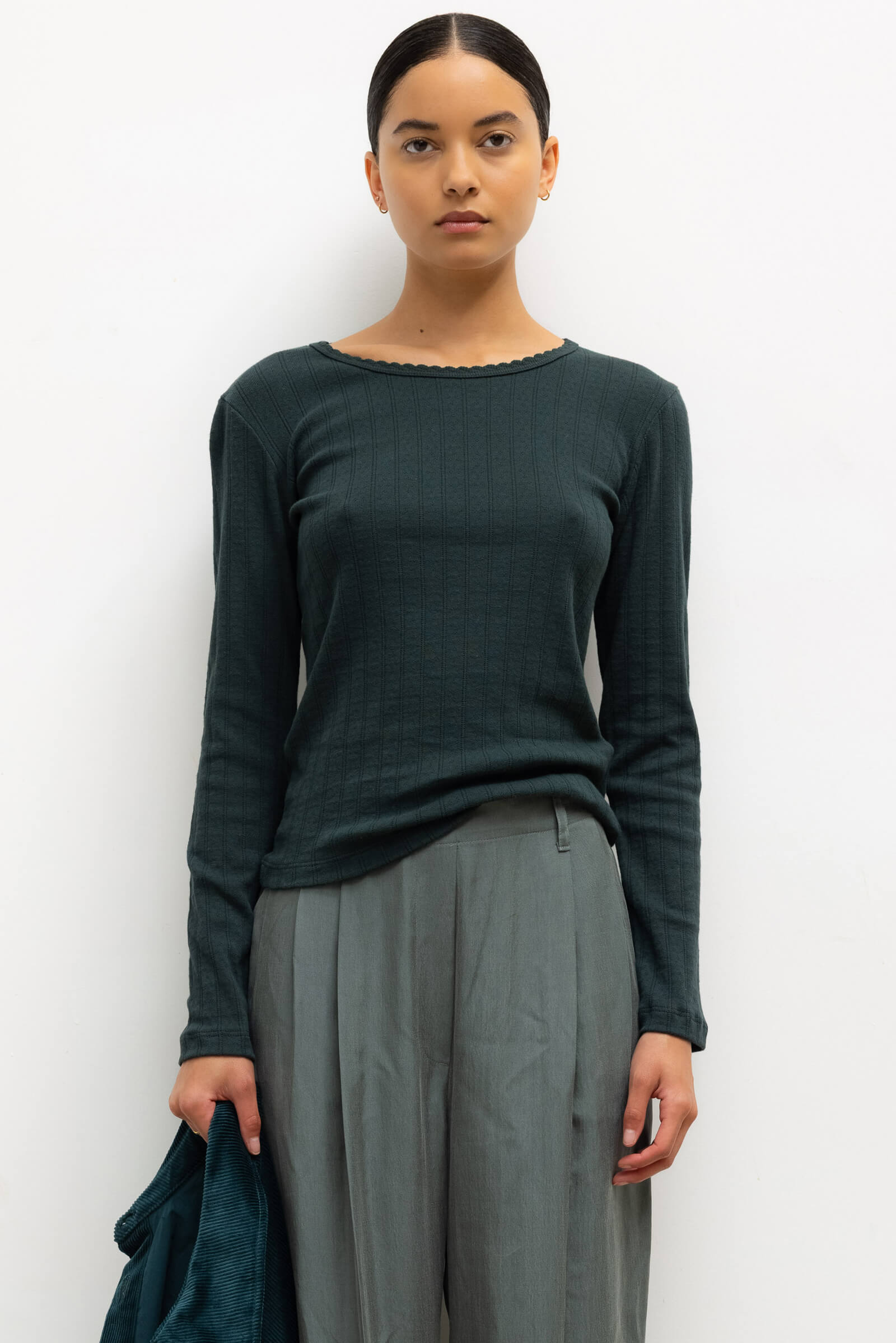 Pointelle Slim Fit Long Sleeve