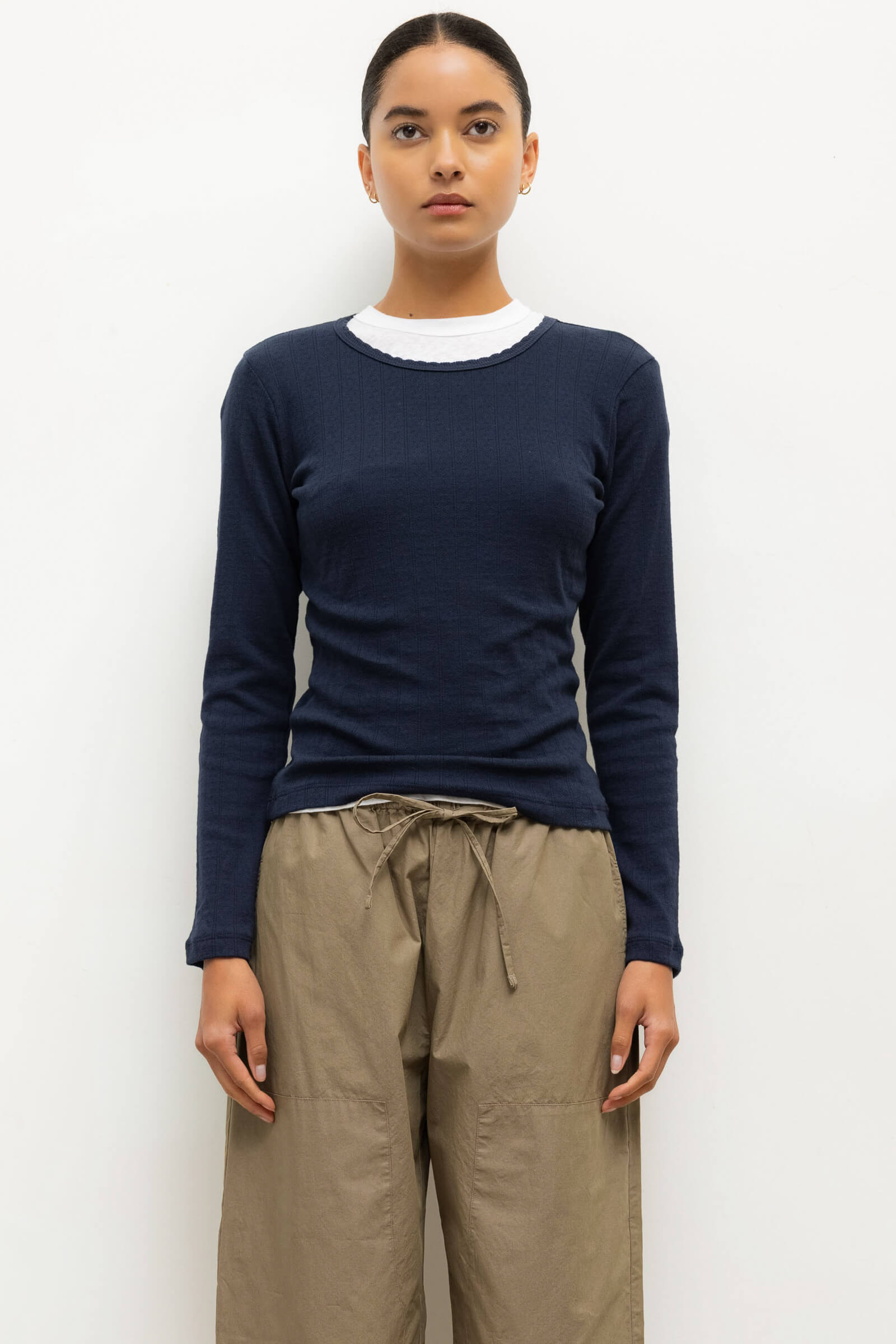Pointelle Slim Fit Long Sleeve