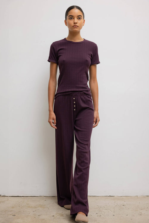 Pointelle Slim Fit Tee - Dark Berry - Image 4