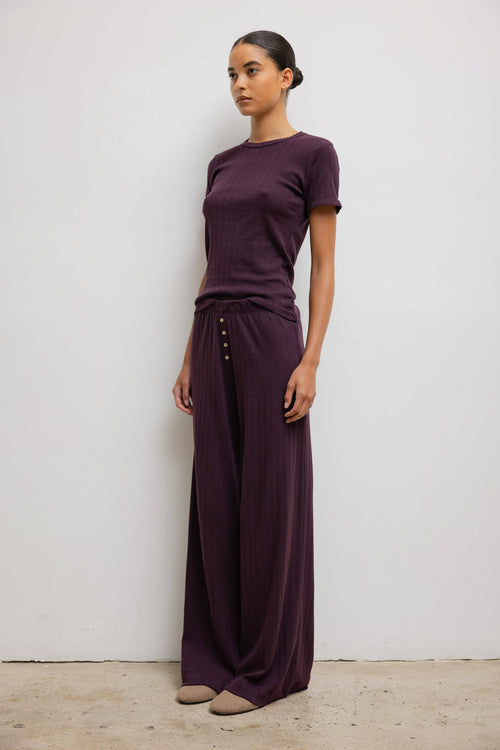 Pointelle Slim Fit Tee - Dark Berry - Image 5