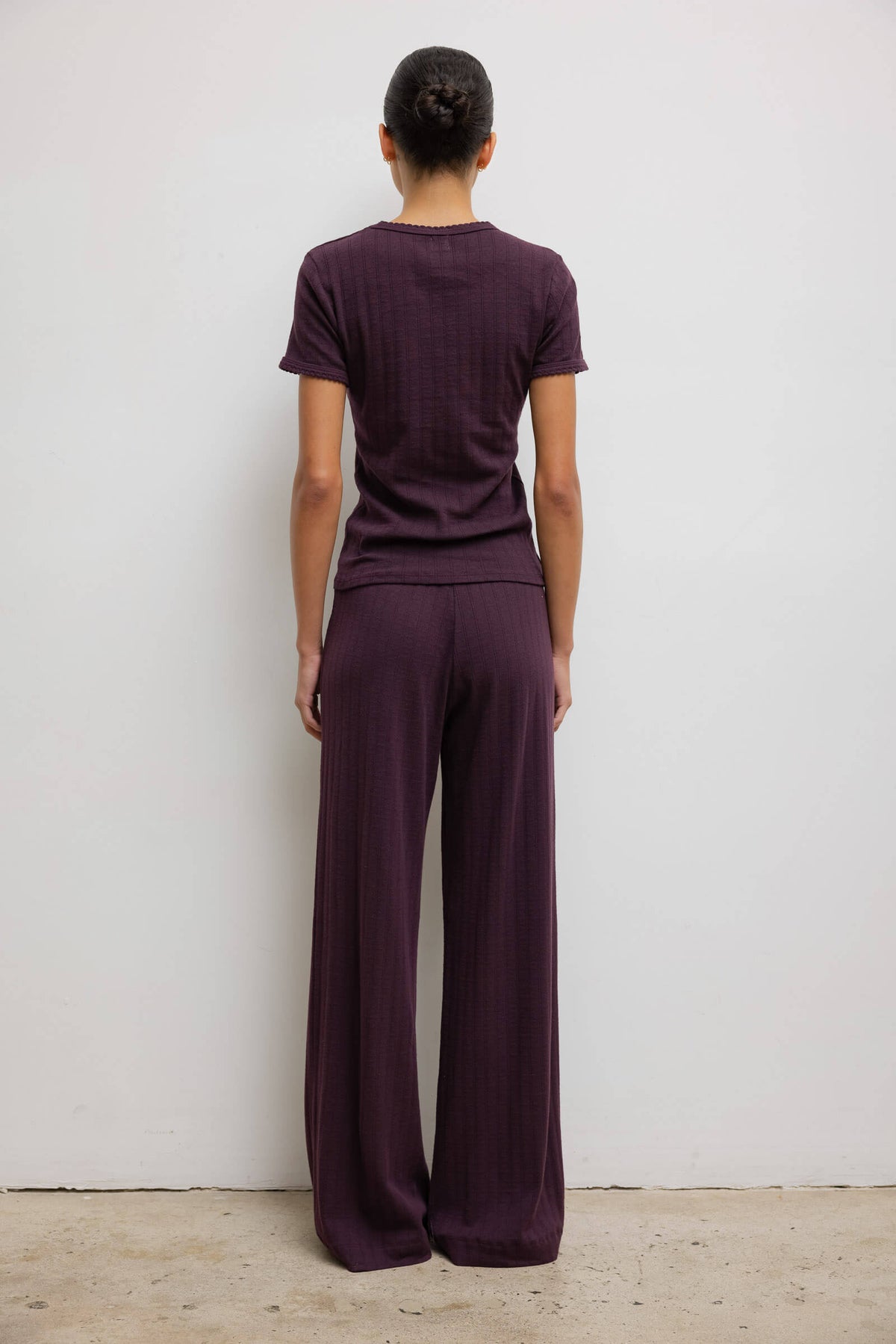 Pointelle Slim Fit Tee - Dark Berry - Image 6