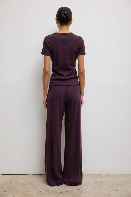 Pointelle Slim Fit Tee - Dark Berry - Image 6