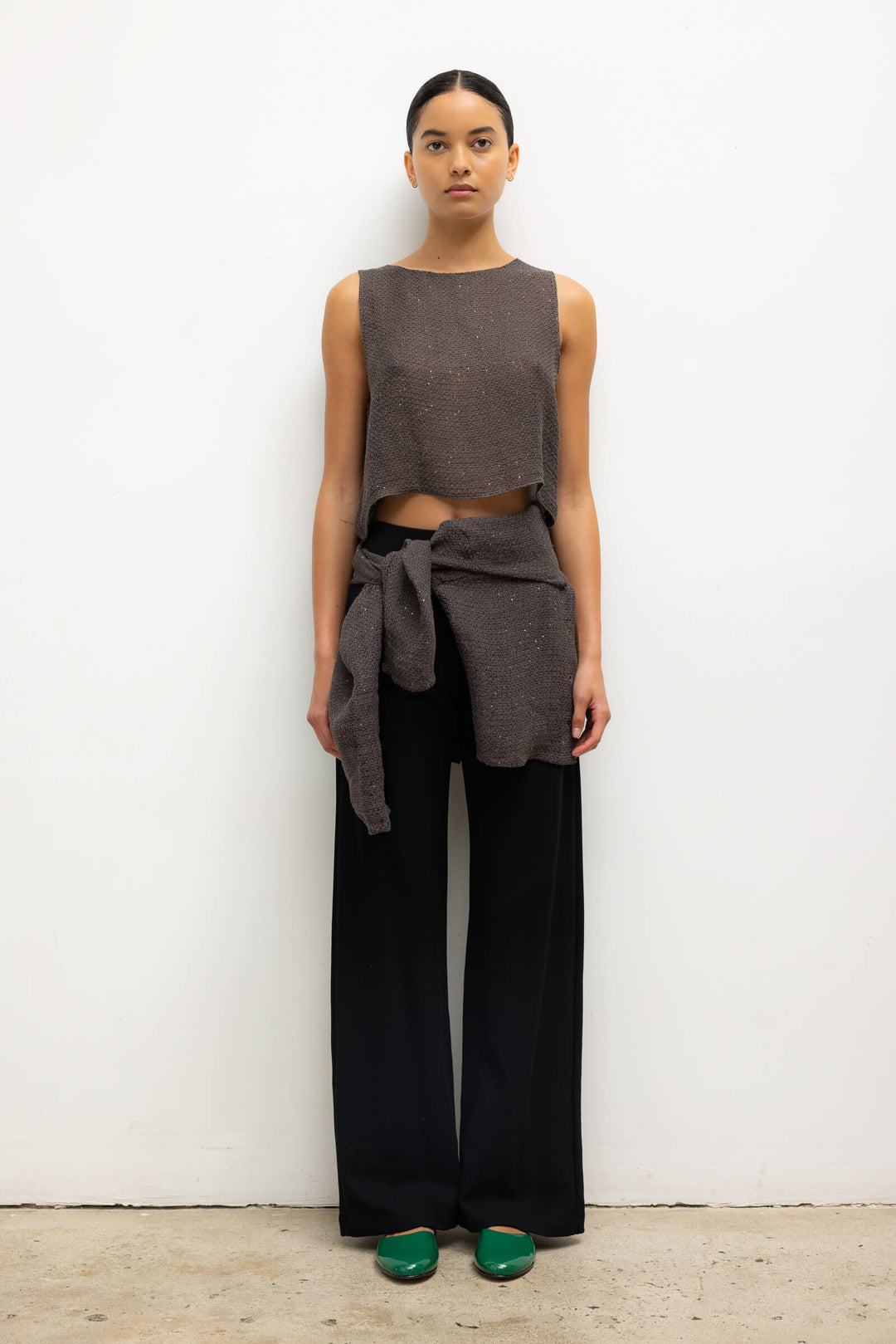 【COLOR iN ID】Barnett ST loose slacks LESET Rio Wide Leg Pant in Black in Ponte