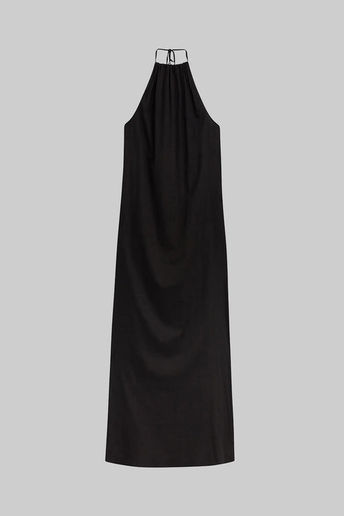 LESET Yoko Halter Maxi Dress in Black in Cotton