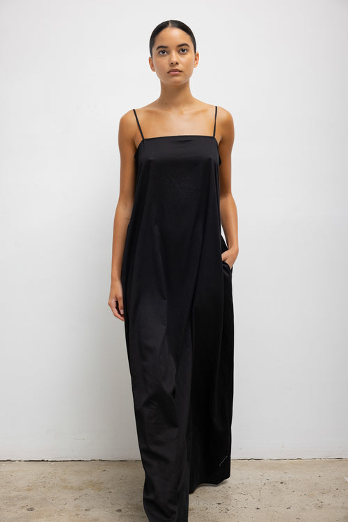 LESET Yoko Maxi Dress in Black in Cotton