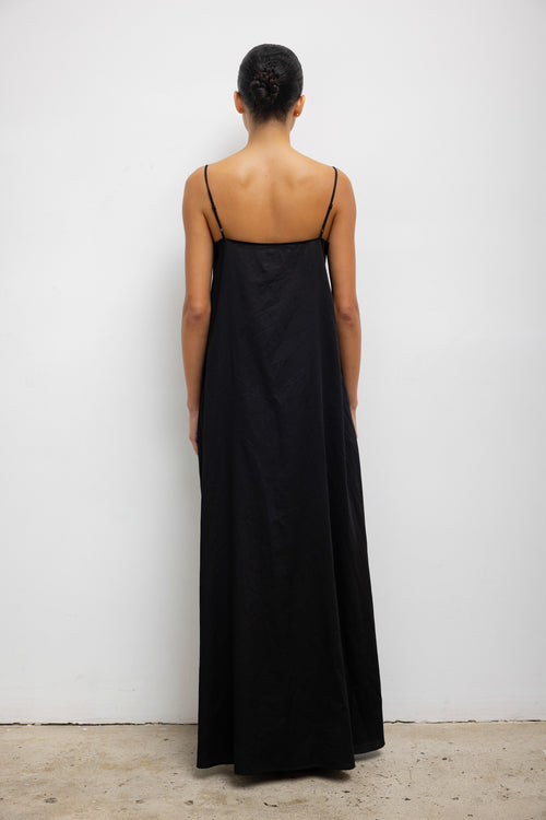 LESET Yoko Maxi Dress in Black in Cotton