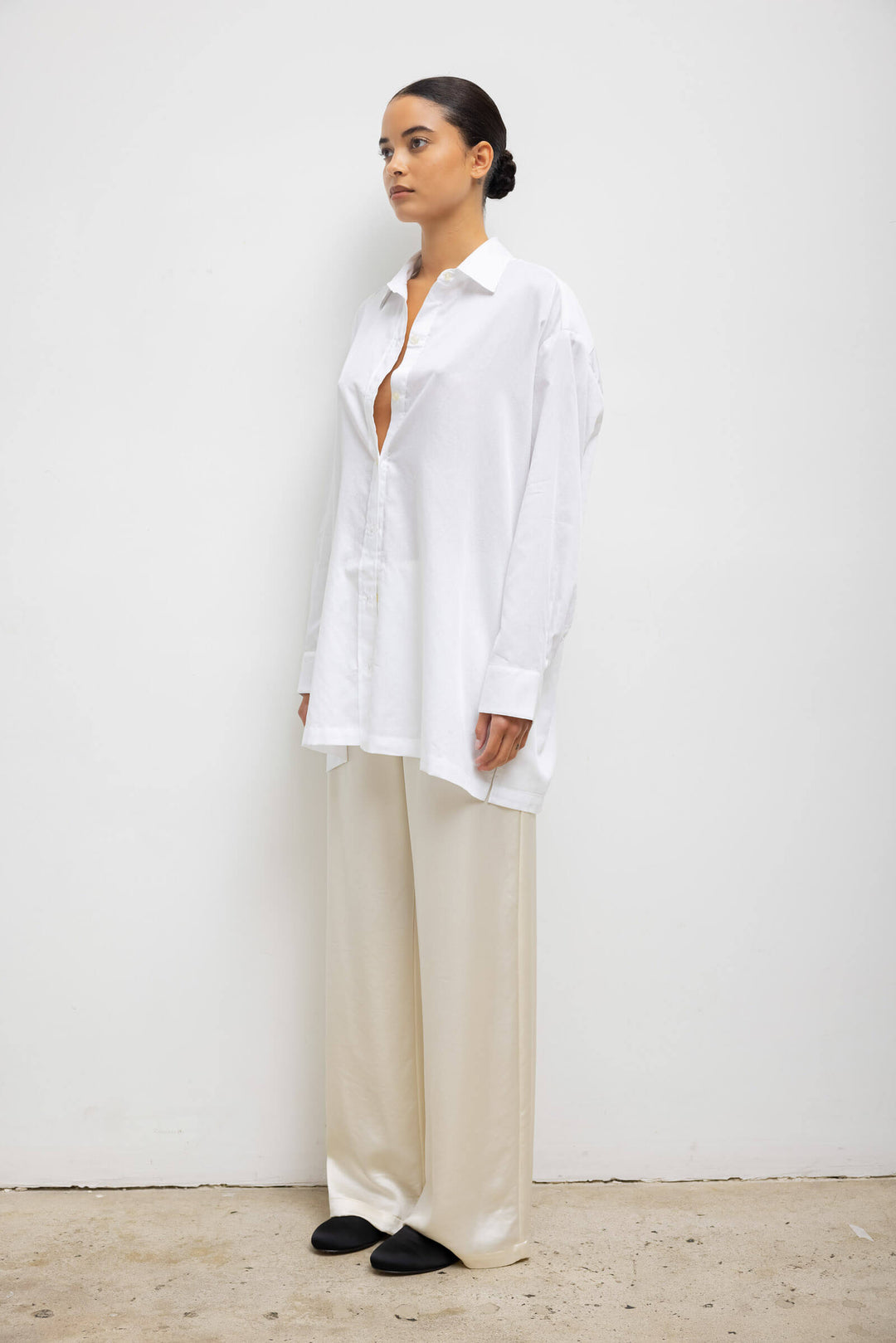 LESET Yoko Oversized Button Down in White in Cotton LESET Yoko Oversized Button Down in White in Cotton