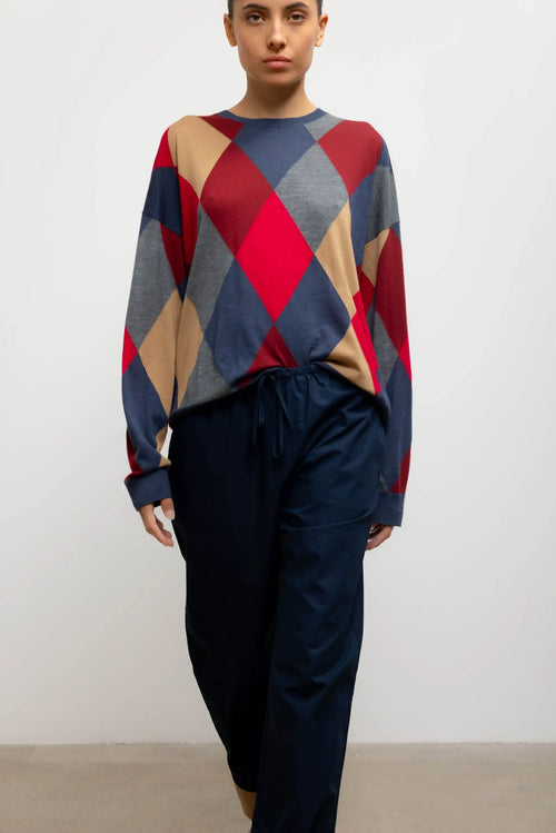 Yoshi Contrast Drawstring Pant - Midnight/Camel - Image 4