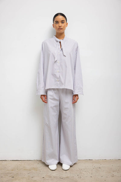 パンツ LEODOTS MANISH PT LESET Yoshi Wide Leg Boxer Pant in Parchment Pinot Stripe in