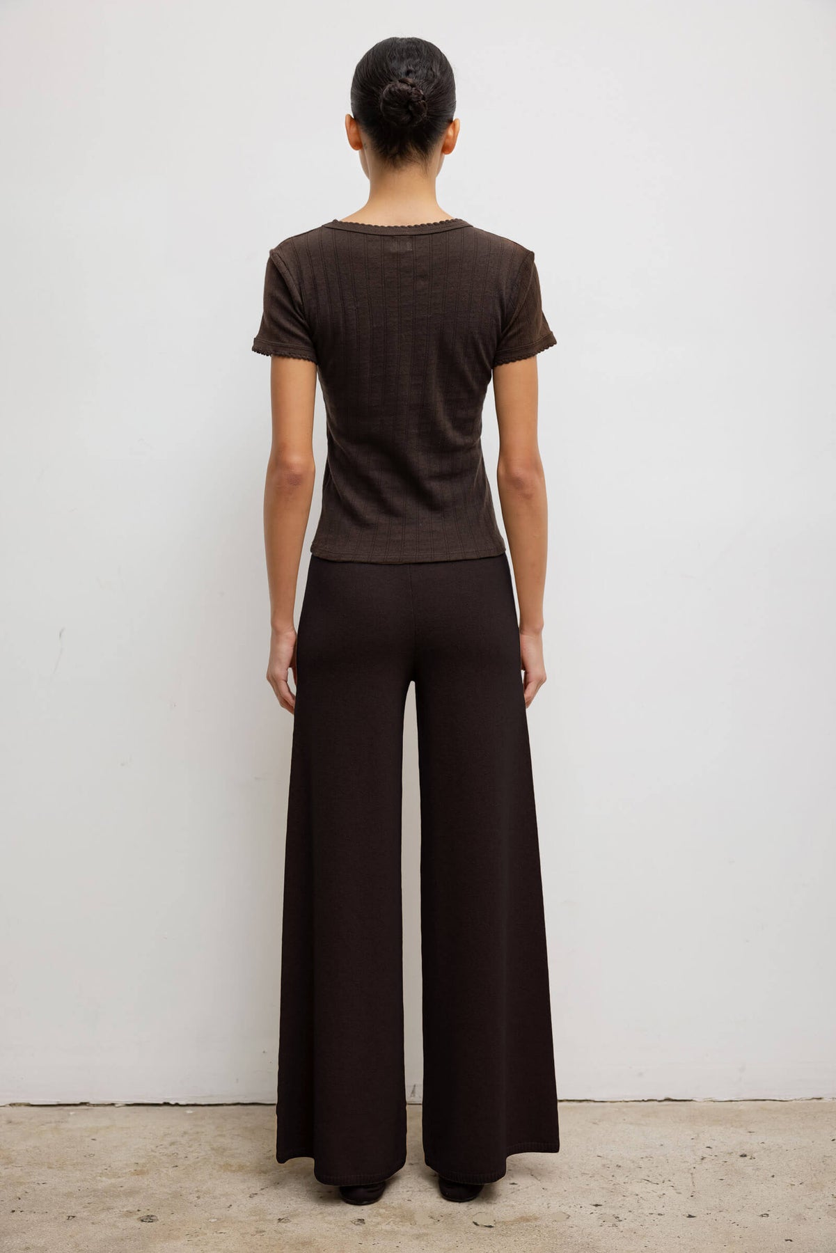 Pointelle Slim Fit L/S Tee Chocolate