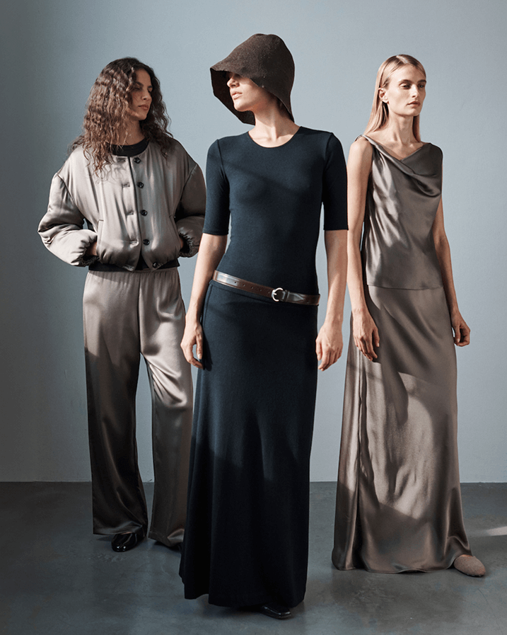 Woman's profile in blue Jamie sweat set.