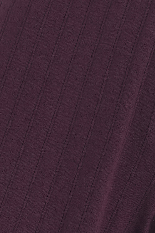 Pointelle Slim Fit Tee - Dark Berry - Image 7